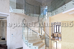 Стеклянные перила для винтовых лестниц в Казани. Готовые проекты ПерилаГлавСнаб - фото 1