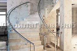 Стеклянные перила для винтовых лестниц в Казани. Готовые проекты ПерилаГлавСнаб - фото 14