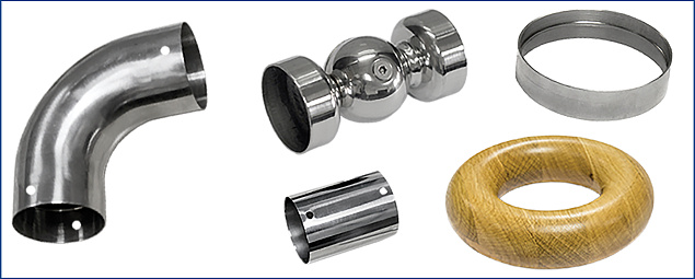 Соединители и отводы для деревянного поручня в Казани. Комплектующие для лестничных ограждений и перил ПерилаГлавСнаб Соединители и отводы для деревянного поручня в Казани. Комплектующие для лестничных ограждений и перил ПерилаГлавСнаб